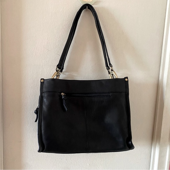 Great American Leatherworks Black Leather Shoulder Bag w Gold Tone Hardware - Picture 2 of 6